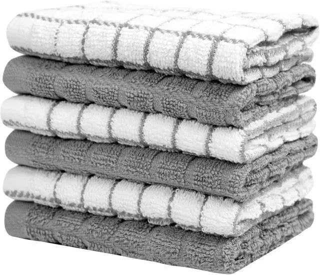 Alt view image 5 of 7 - Bumble Dish Cloths (6-Pack), 100% Cotton Kitchen Towels, 12"x12" - Gray | 405 GSM | Soft, Highly Absorbent & Durable Dish Towels for Kitchen