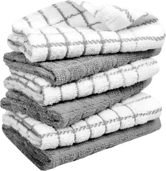 Alt view image 6 of 7 - Bumble Dish Cloths (6-Pack), 100% Cotton Kitchen Towels, 12"x12" - Gray | 405 GSM | Soft, Highly Absorbent & Durable Dish Towels for Kitchen