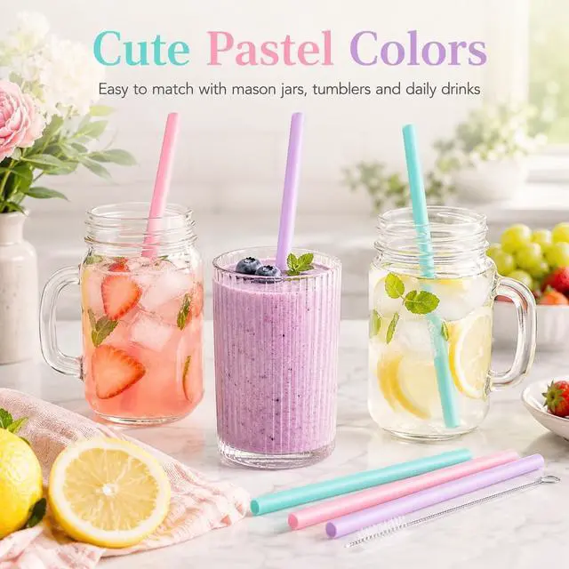 Alt view image 5 of 7 - Joshey Replacement Straws for Owala FreeSip 24oz & 32oz, 6 Pack | Water Bottle Replacement Accessories | BPA-Free Reusable Plastic Straws | Includes Cleaning Brush
