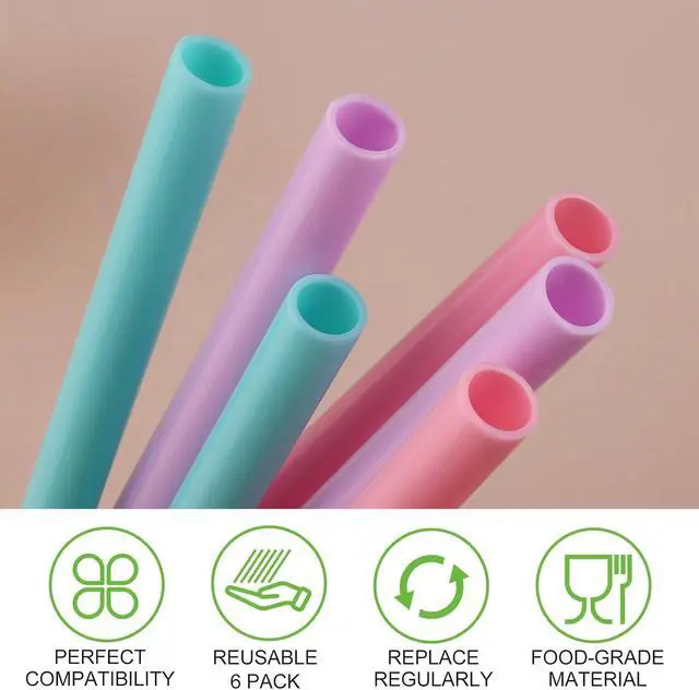 Alt view image 7 of 7 - Joshey Replacement Straws for Owala FreeSip 24oz & 32oz, 6 Pack | Water Bottle Replacement Accessories | BPA-Free Reusable Plastic Straws | Includes Cleaning Brush