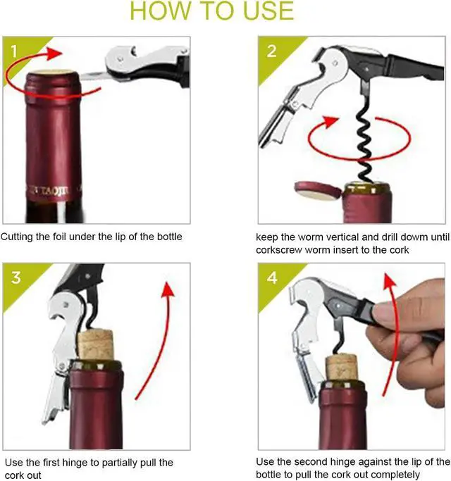 Alt view image 7 of 7 - Waiter Corkscrew Professional Wine Opener with Foil Cutter,Manual Wine Bottle Opener for Servers, Bartenders and Waiter (1, Black)