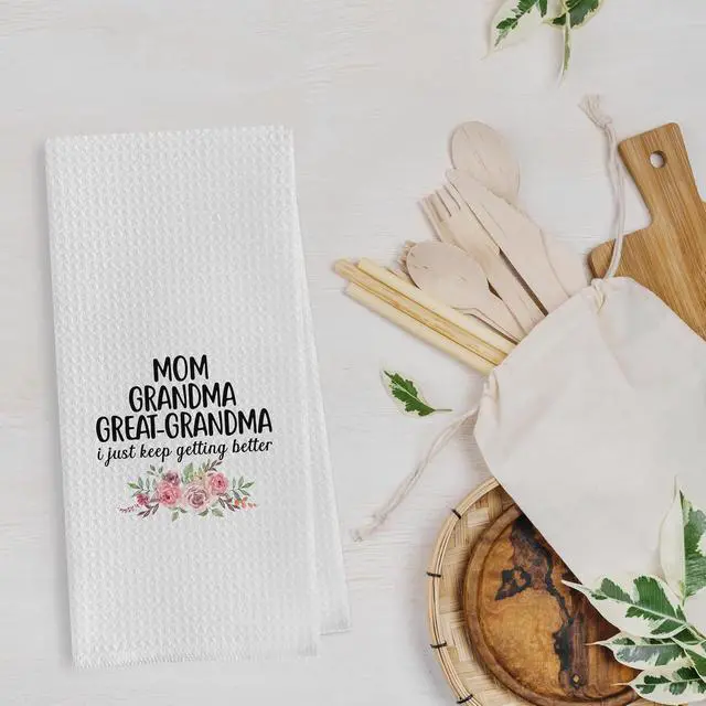 Alt view image 3 of 5 - Great Grandma Dish Towels - Great Grandma Gifts Waffle Weave Kitchen Towels, Grandma Hand Towel, Grandma Tea Towel, Grandma Gifts from Grandson Granddaughter (16×24 Inches)