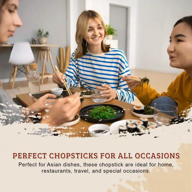Alt view image 2 of 7 - 52USA Disposable Bamboo Chopsticks (100 Sets), 9'' Long Chinese Chopsticks | Individually Wrapped, Wooden Chopsticks, Clear Bag, Bulk