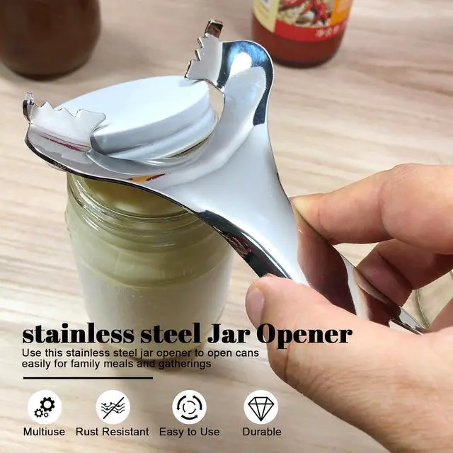 Alt view image 3 of 7 - Mason Jar Opener No Lid Dents or Damage Multifunctional Tool | No dented lids,Easy twist removes any jar lid,Built in bottle opener,Comfortable grip,Built to last