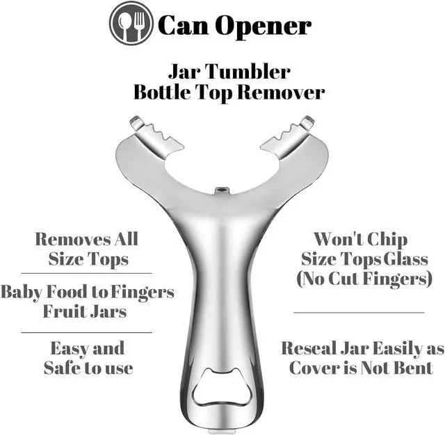 Alt view image 5 of 7 - Mason Jar Opener No Lid Dents or Damage Multifunctional Tool | No dented lids,Easy twist removes any jar lid,Built in bottle opener,Comfortable grip,Built to last