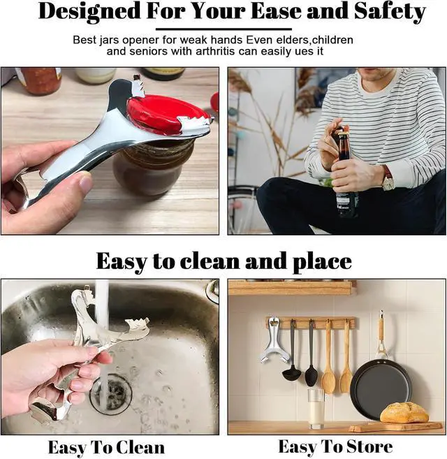 Alt view image 7 of 7 - Mason Jar Opener No Lid Dents or Damage Multifunctional Tool | No dented lids,Easy twist removes any jar lid,Built in bottle opener,Comfortable grip,Built to last