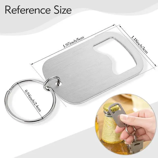 Alt view image 2 of 7 - 2Pcs Stainless Steel Bottle Opener Keychain, Portable Flat Keychain Bottle Opener, Mini Beer Bottle Can Opener for Bar Kitchen Restaurant Camping Party Supplies(Silver)