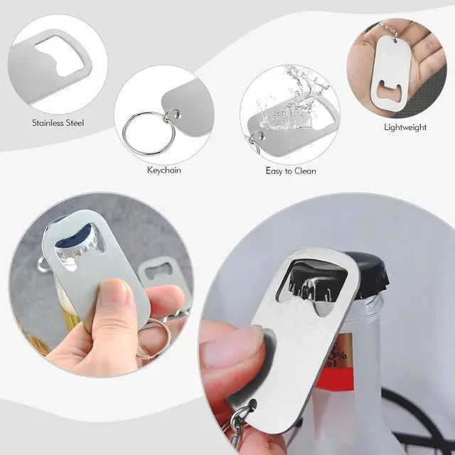 Alt view image 3 of 7 - 2Pcs Stainless Steel Bottle Opener Keychain, Portable Flat Keychain Bottle Opener, Mini Beer Bottle Can Opener for Bar Kitchen Restaurant Camping Party Supplies(Silver)