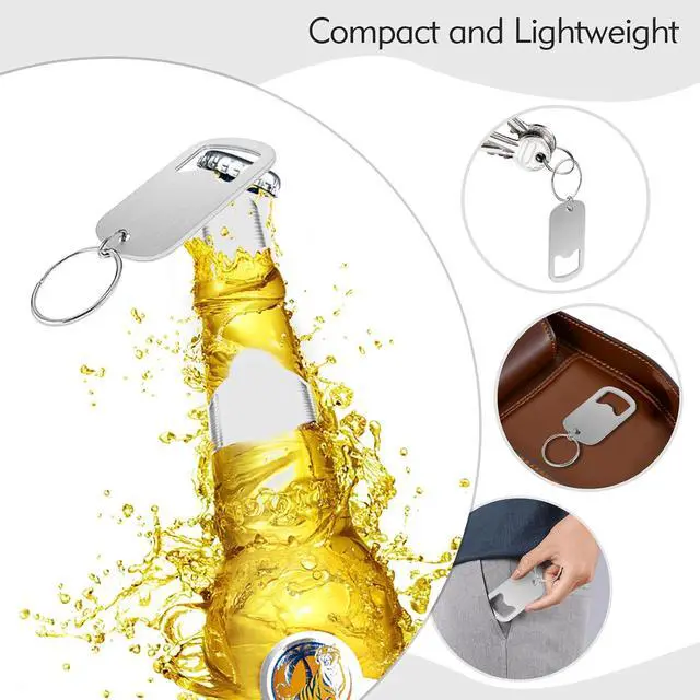 Alt view image 4 of 7 - 2Pcs Stainless Steel Bottle Opener Keychain, Portable Flat Keychain Bottle Opener, Mini Beer Bottle Can Opener for Bar Kitchen Restaurant Camping Party Supplies(Silver)