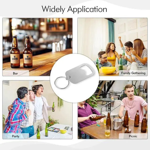 Alt view image 5 of 7 - 2Pcs Stainless Steel Bottle Opener Keychain, Portable Flat Keychain Bottle Opener, Mini Beer Bottle Can Opener for Bar Kitchen Restaurant Camping Party Supplies(Silver)