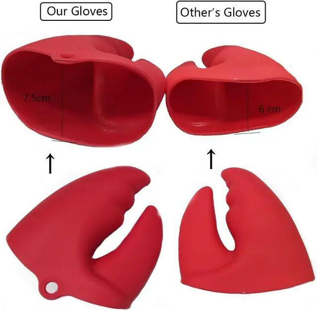 Alt view image 4 of 7 - Silicone Oven Mitts, Lobster Claws Heat Resistant Pot Holders Oven Gloves Pinch Mitts for Baking Barbecue Grilling Pizza Microwave Instant Pot, Red, 1 Pair