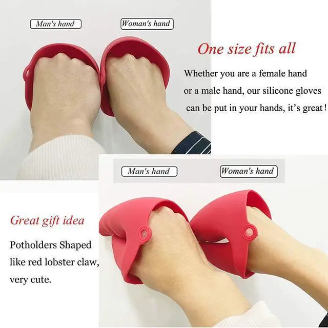 Alt view image 3 of 7 - Silicone Oven Mitts, Lobster Claws Heat Resistant Pot Holders Oven Gloves Pinch Mitts for Baking Barbecue Grilling Pizza Microwave Instant Pot, Red, 1 Pair