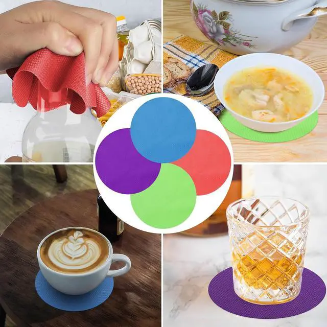 Alt view image 7 of 7 - Rubber Jar Opener, 4PCS Jar Opener Gripper Pad for Weak Hands | Rubber Jar Opener Gripper Pad for Seniors with Arthritis, Heat Insulation Kitchen Coasters