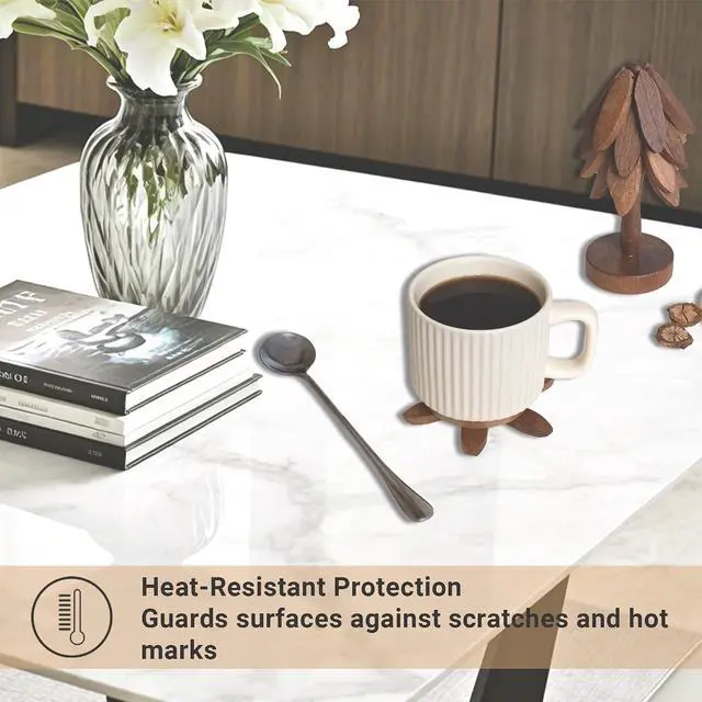 Alt view image 7 of 7 - Yuoyar Wooden Tree-Shaped Coasters Set for Coffee Table, Kitchen