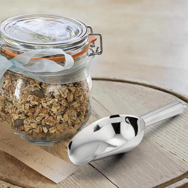 Alt view image 7 of 7 - E-far Mini Ice Scoop Set of 2, 3 Ounce Stainless Steel Scoops for Freezer | Ideal for Ice Cube/Candy/Flour/Sugar, Metal Utility Scoop for Canister/Baking/Kitchen Pantry, Rust Proof & Dishwasher Safe