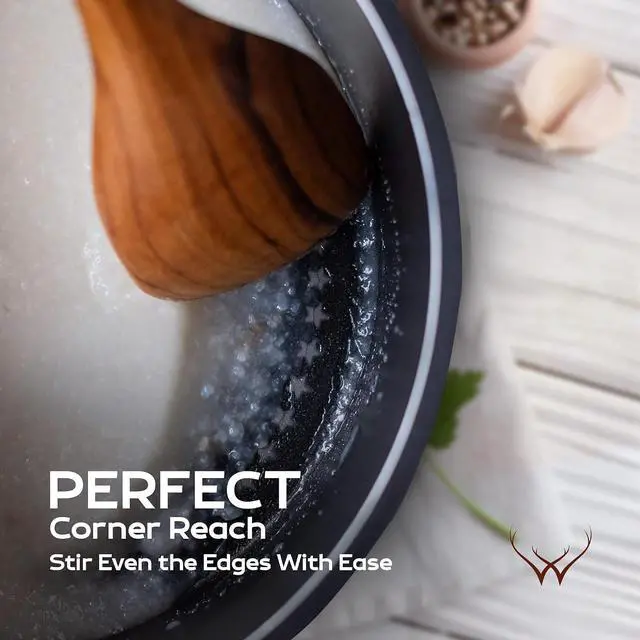 Alt view image 2 of 6 - CORNER Teak Wooden Spoon for Cooking With Teak Spoon Rest - Made of Premium Natural Teak Wood