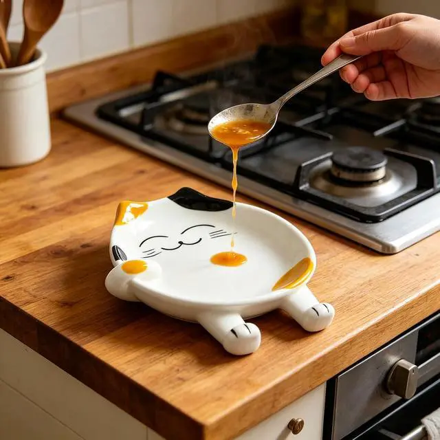 Alt view image 3 of 5 - Cat Spoon Rest, Ceramic Cute Spoon Holder Rest for Stove Top, Cat Kitchen Accessories, Stove Holder Utensil Spoon Rest for Kitchen Counter (Yellow)