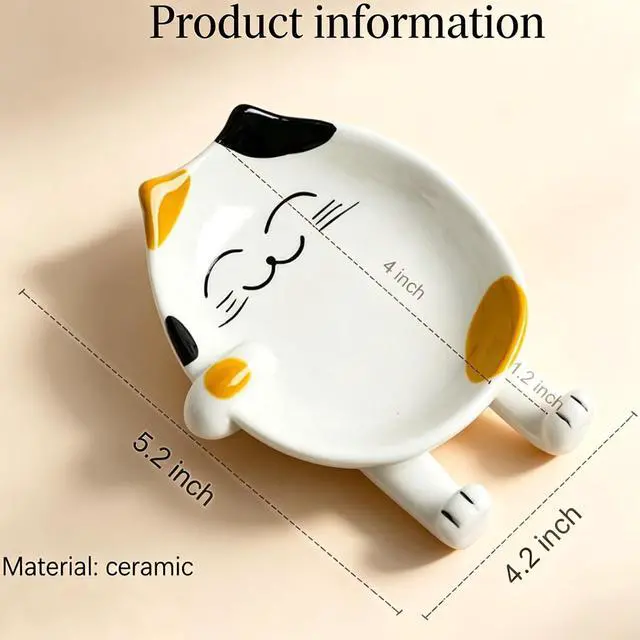 Alt view image 2 of 5 - Cat Spoon Rest, Ceramic Cute Spoon Holder Rest for Stove Top, Cat Kitchen Accessories, Stove Holder Utensil Spoon Rest for Kitchen Counter (Yellow)