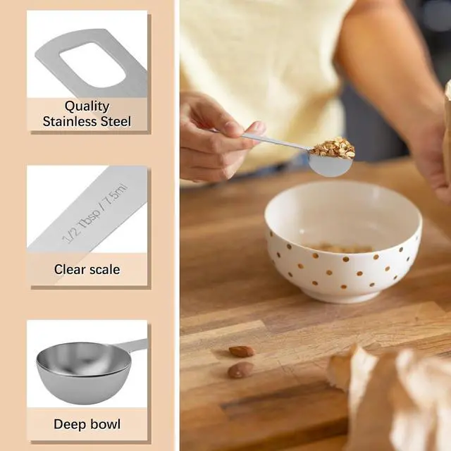 Alt view image 3 of 6 - 2PCS 1/2Tbsp(1.5tsp, 7.5ml) Measuring Spoon, Stainless Steel Teaspoon | High Precision, Food-Grade, Rust-Free, Dishwasher-Safe, Easy-Read Markings, Multi-Purpose, Sturdy & Durable