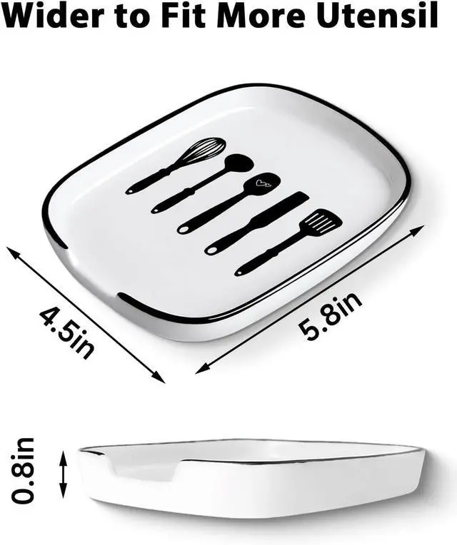 Alt view image 2 of 7 - Ceramic Spoon Rest for Stove Top, Funny Coffee Spoon Holder | Spoon Holder for Kitchen Counter Cooking Utensil Rest, Modern Farmhouse Kitchen Décor Accessories for Housewarming Gifts