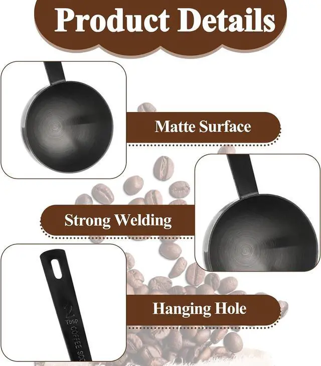 Alt view image 3 of 7 - JJUNW Metal Measure Spoon, 2 Tablespoon Coffee Scoop, 30ML Stainless Steel Coffee Spoons, Long Handle Coffee Measuring Scoop Coffee Scoop Spoon for Ground Coffee Bean Espresso Milk Tea Sugar