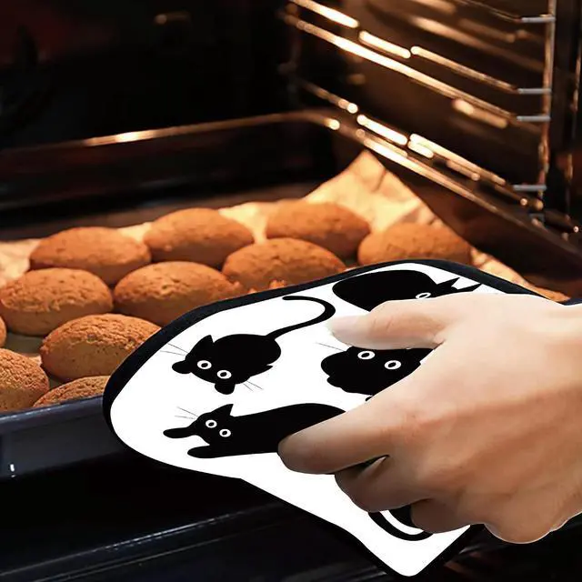 Alt view image 7 of 7 - Cute Black Cat Pot Holders for Kitchen Heat Resistant Pot Holders Set of 2 Oven Hot Pads Pot Holders for Cooking Baking BBQ Gifts for Women