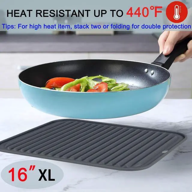 Alt view image 2 of 6 - Extra Large Silicone Trivets for Hot Pots and Pans 16x12 Inch, Heat Resistant Hot Pads for Countertops, Hot Dishes, Pot Holders for Kitchen, 1 Piece, Black
