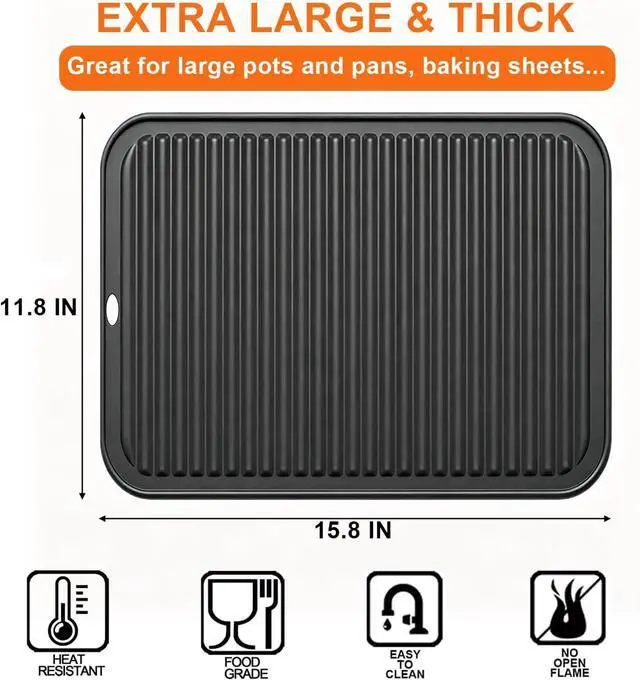 Alt view image 5 of 6 - Extra Large Silicone Trivets for Hot Pots and Pans 16x12 Inch, Heat Resistant Hot Pads for Countertops, Hot Dishes, Pot Holders for Kitchen, 1 Piece, Black