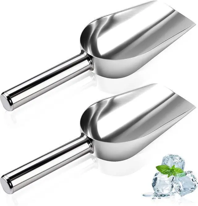 Main image of 2 Pcs Ice Scoop, 6 Oz Metal Ice Scoop, Ice Scoops for Freezer | Stainless Steel Small Scoops with Round Bottom. Ice Scooper for Ice Machine Kitchen Flour Bar Party Wedding Pet Dog Food