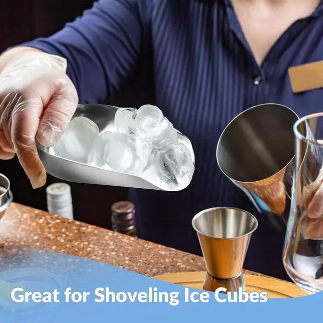 Alt view image 4 of 7 - 2 Pcs Ice Scoop, 6 Oz Metal Ice Scoop, Ice Scoops for Freezer | Stainless Steel Small Scoops with Round Bottom. Ice Scooper for Ice Machine Kitchen Flour Bar Party Wedding Pet Dog Food