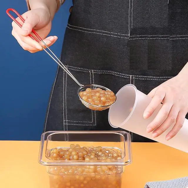 Alt view image 3 of 6 - 2Pcs Stainless Steel Strainer Spoons Boba Spoon Scoop Hot Pot Strainer Spoons Ladle Wire Cooking Skimmers Spoon with Handle for Hot Pot, Meatball, Kitchen Baking Oil Filter, 2 Sizes
