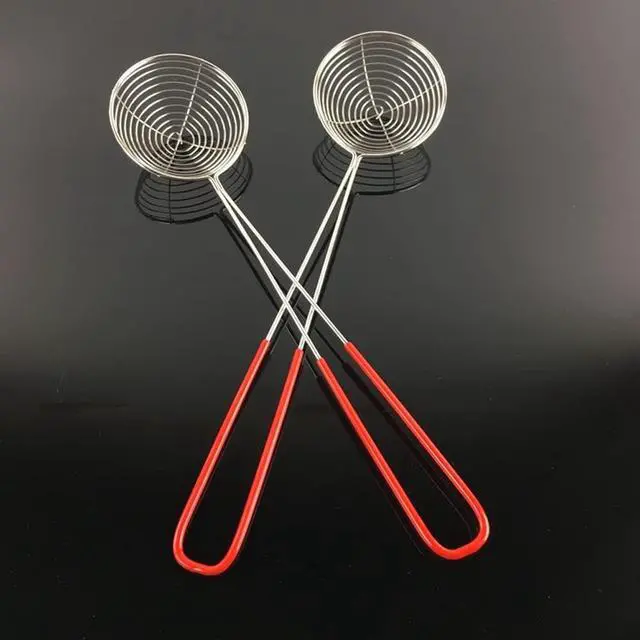 Alt view image 5 of 6 - 2Pcs Stainless Steel Strainer Spoons Boba Spoon Scoop Hot Pot Strainer Spoons Ladle Wire Cooking Skimmers Spoon with Handle for Hot Pot, Meatball, Kitchen Baking Oil Filter, 2 Sizes