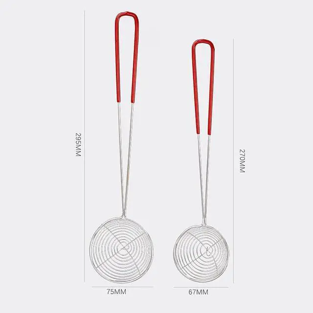 Alt view image 6 of 6 - 2Pcs Stainless Steel Strainer Spoons Boba Spoon Scoop Hot Pot Strainer Spoons Ladle Wire Cooking Skimmers Spoon with Handle for Hot Pot, Meatball, Kitchen Baking Oil Filter, 2 Sizes