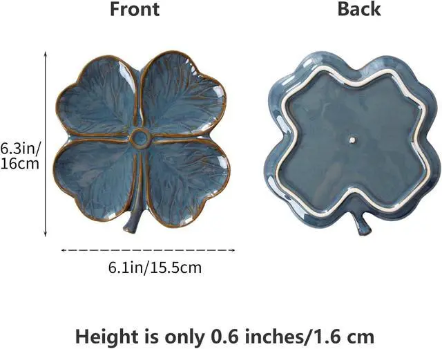 Alt view image 4 of 7 - Ceramic Spoon Rest for Stove Top, Spoon Holder for Kitchen Countertop | Cute Four Leaf Clover Shaped, Cooking Spoon Rest Table Decor (Blue)
