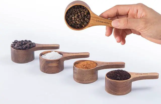 Alt view image 2 of 7 - 2PCS Acacia Wood Coffee Scoops, Small Wooden Coffee Scoop for Jars and Containers, Wooden scoop Tablespoon Bean Scoop, Cute Coffee Beans Measuring Scoop for Cooking, Bath Salt
