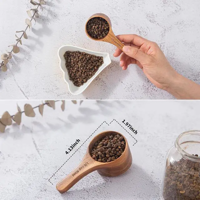 Alt view image 4 of 7 - 2PCS Acacia Wood Coffee Scoops, Small Wooden Coffee Scoop for Jars and Containers, Wooden scoop Tablespoon Bean Scoop, Cute Coffee Beans Measuring Scoop for Cooking, Bath Salt