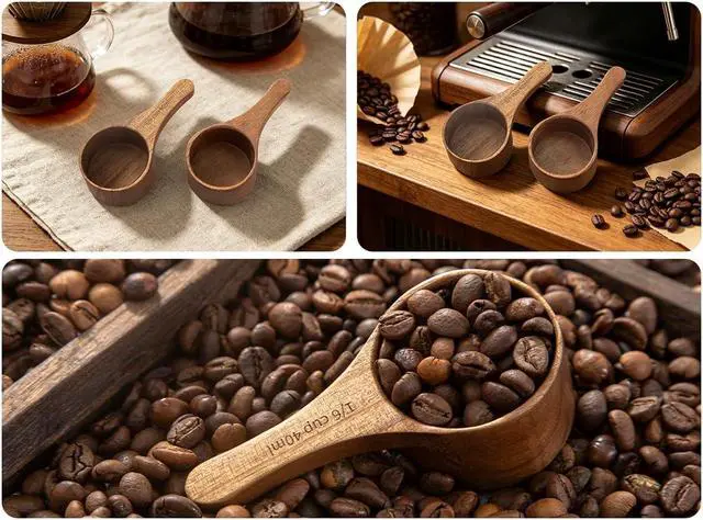Alt view image 5 of 7 - 2PCS Acacia Wood Coffee Scoops, Small Wooden Coffee Scoop for Jars and Containers, Wooden scoop Tablespoon Bean Scoop, Cute Coffee Beans Measuring Scoop for Cooking, Bath Salt