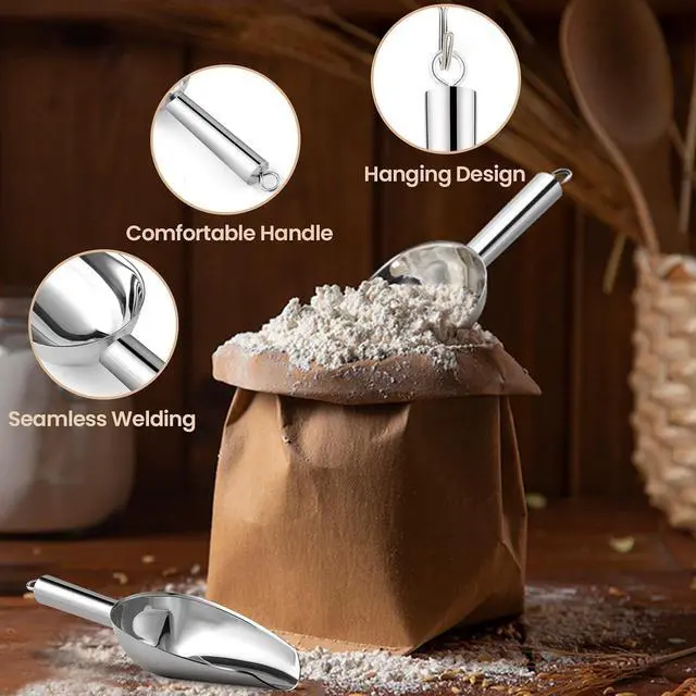 Alt view image 5 of 7 - OLESBUR 3oz Stainless Steel Ice Scoop for Freezer with Magnetic Hook Dishwasher Safe Ice Scooper for Ice Machine Metal Scoop for Ice Bucket, Dog Food, Flour, Canisters