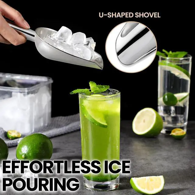 Alt view image 4 of 7 - OLESBUR 3oz Stainless Steel Ice Scoop for Freezer with Magnetic Hook Dishwasher Safe Ice Scooper for Ice Machine Metal Scoop for Ice Bucket, Dog Food, Flour, Canisters