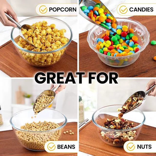 Alt view image 7 of 7 - OLESBUR 3oz Stainless Steel Ice Scoop for Freezer with Magnetic Hook Dishwasher Safe Ice Scooper for Ice Machine Metal Scoop for Ice Bucket, Dog Food, Flour, Canisters
