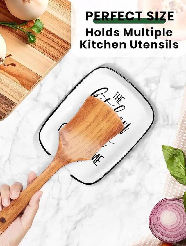Alt view image 3 of 6 - Funny The Kitchen Is The Heart of The Home Spoon Rest, Ceramic Spoon Rest for Stove Top, for Cooking Lovers Grandma Women Mom Housewarming Gifts