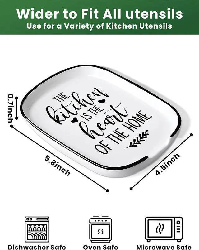 Alt view image 2 of 6 - Funny The Kitchen Is The Heart of The Home Spoon Rest, Ceramic Spoon Rest for Stove Top, for Cooking Lovers Grandma Women Mom Housewarming Gifts