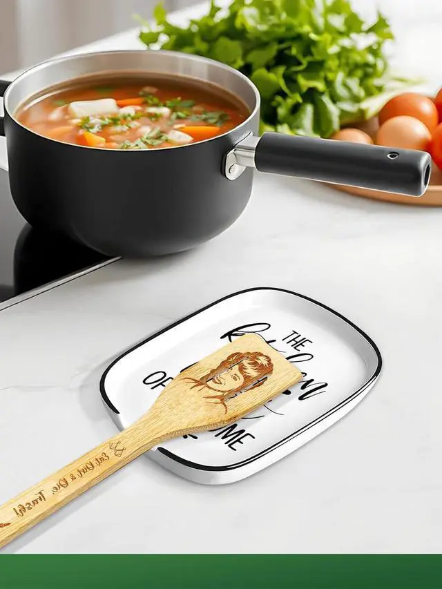 Alt view image 5 of 6 - Funny The Kitchen Is The Heart of The Home Spoon Rest, Ceramic Spoon Rest for Stove Top, for Cooking Lovers Grandma Women Mom Housewarming Gifts