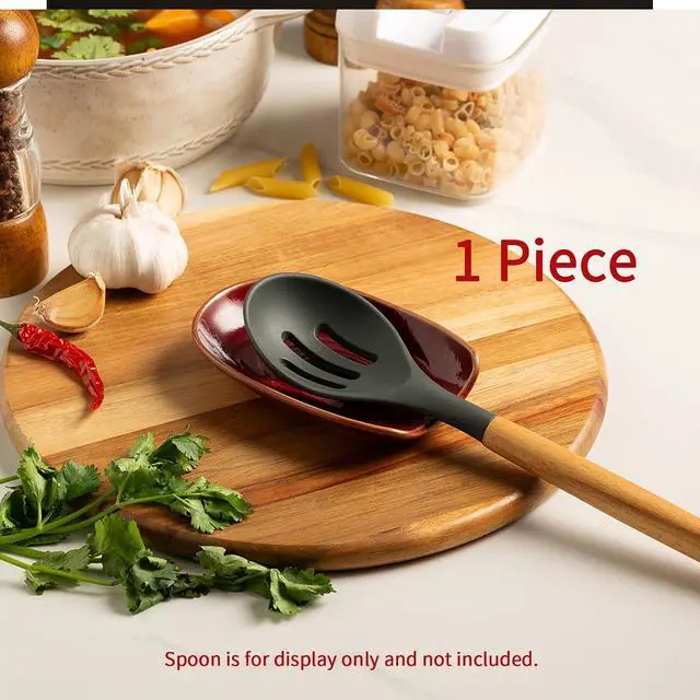 Alt view image 2 of 7 - Ceramic Spoon Rest for Stove Top, Spoon Holder for Kitchen Counter | Works as a coffee spoon rest and utensil rest for ladles, spatulas and stirrers, fitting daily use and housewarming gifts.