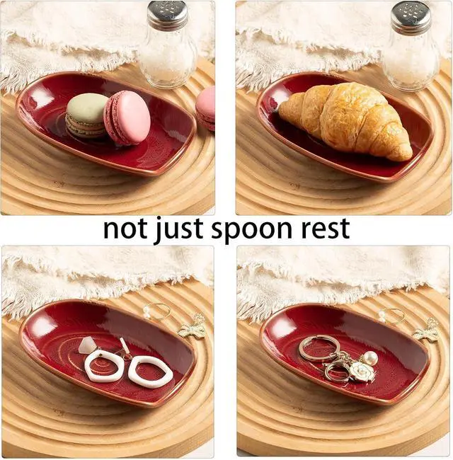 Alt view image 4 of 7 - Ceramic Spoon Rest for Stove Top, Spoon Holder for Kitchen Counter | Works as a coffee spoon rest and utensil rest for ladles, spatulas and stirrers, fitting daily use and housewarming gifts.
