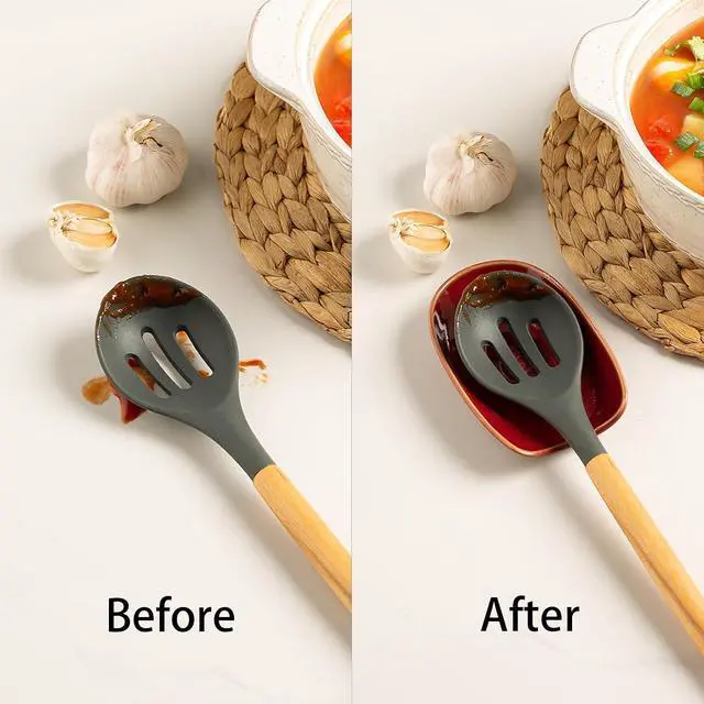 Alt view image 5 of 7 - Ceramic Spoon Rest for Stove Top, Spoon Holder for Kitchen Counter | Works as a coffee spoon rest and utensil rest for ladles, spatulas and stirrers, fitting daily use and housewarming gifts.