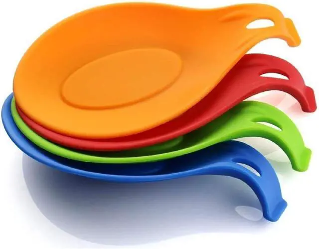 Main image of iNeibo Silicone Spoon Rest for Stove Top Set of 4 Heat-Resistant | Cooking Spoon Rest for Spatula, Spoons or Tongs, Framhouse Decor, Housewarming Gifts