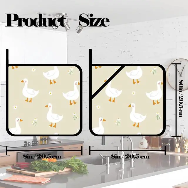 Alt view image 2 of 7 - Cartoon Goose Pot Holders 2 PCS,Kitchen Heat Resistant Potholder for BBQ Cooking Baking,Food Hot Pad for Women Men