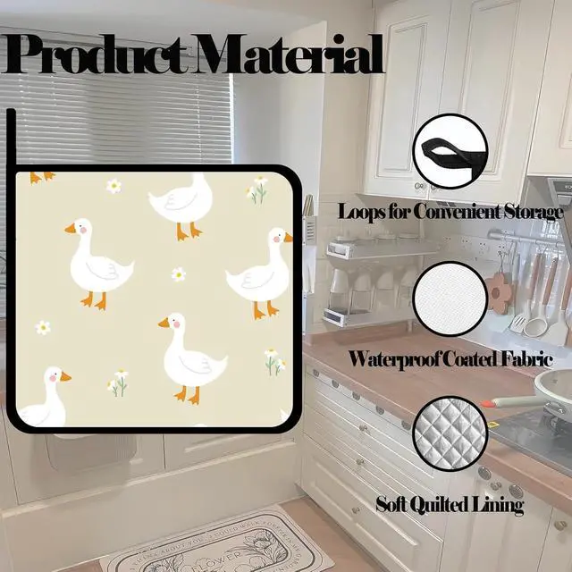 Alt view image 3 of 7 - Cartoon Goose Pot Holders 2 PCS,Kitchen Heat Resistant Potholder for BBQ Cooking Baking,Food Hot Pad for Women Men