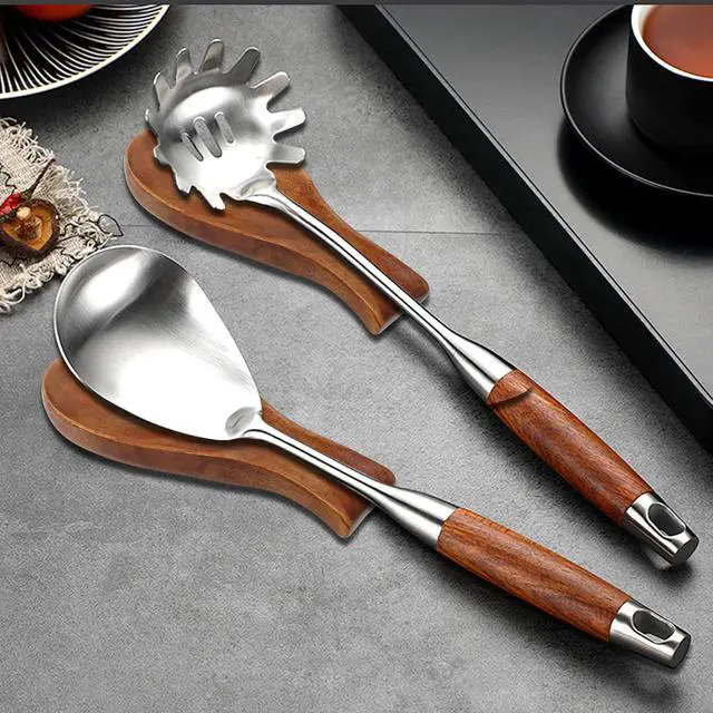 Alt view image 3 of 7 - Wooden Spoon Rest Spoon Rest for Stove Top | Kitchen Counter Modern Rustic Smooth Spoon Rest as a Dining Table Decor for Spatula Spoon Tong Brush